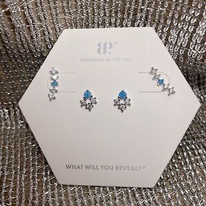 Bomb Party 2 Set Elegant Silver and Blue Earrings with Classic Design